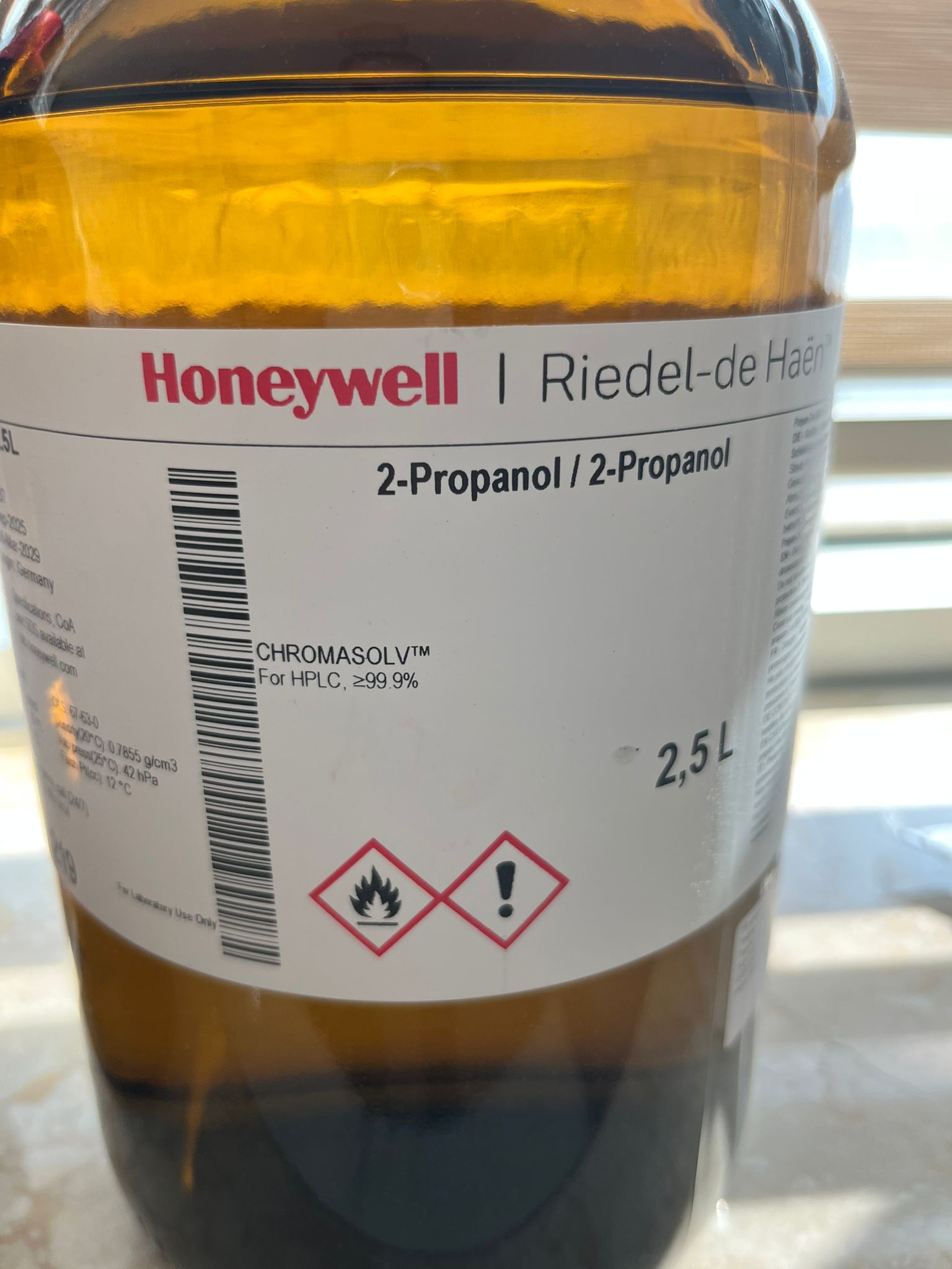 Riedel-De-Haën 34863 2-Propanol Chromasolv™, 99.9% For Hplc Hplc grade Glass Bottle 2.5 L